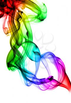Complex colored Abstract fume swirls over the white background