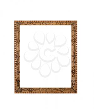 Empty carved Frame for picture or portrait useful as icon case isolated over white