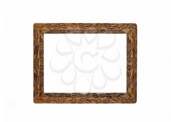 Empty horizontal Carved Frame for picture or portrait over white