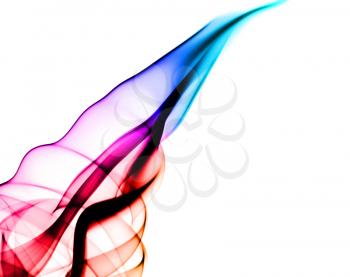 Gradient colored fume abstract shape over white background