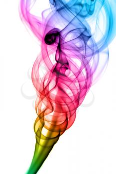 Gradient colored smoke swirl over the white background