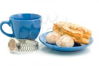 Lunch  - Watch, cup and delicious pastry