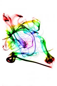 Magic colored Smoke curves over white background