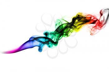 Multicolored Abstract puff of fume over the white background