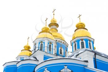 Orthodox cathedral in Kyiv, Ukraine. Isolated over white 