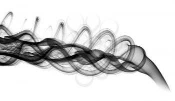 Puff of Abstract smoke swirls over the white background