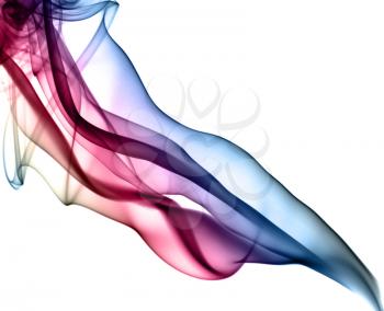 Puff of colored abstract smoke patterns over the white background