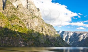 Sognefjord in Norway: Mountains and blue sky