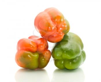 Three tasty Bell peppers over white background