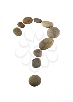 What - query mark made of pebbles isolated over white