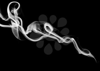 White Abstract fume shapes over the black background