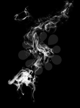 White abstract smoke curves on the black background 