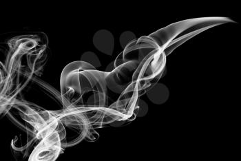 White smoke abstract shape over black background 