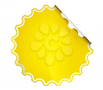 Round Yellow hamous sticker or label over white background
