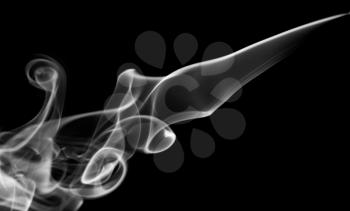 Abstract white smoke pattern over black background