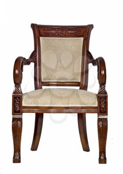 Antique armchair front view (Isolated)