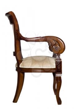 Antique armchair side view Isolated