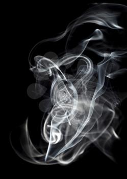 Beautiful white smoke curves abstract On the black