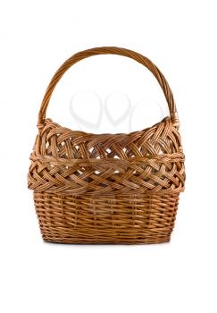 Beautiful woven basket for picnic isolated over white background