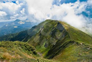 Carpathians landscape: on a mountain ridge during summer time