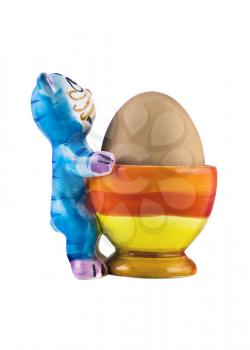 Funny eggcup with blue cat