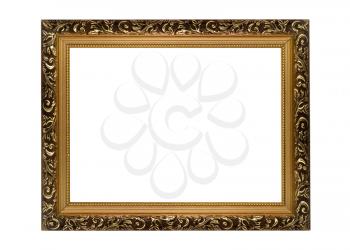 Horizontal golden Frame for picture or portrait isolated