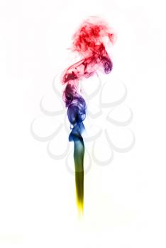 Magic colored smoke shape abstract on the white
