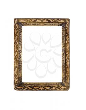 Obsolete wooden Frame for picture or portrait over white background