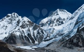Peaks not far Gorak shep and Everest base camp. Himalayas, shot on 5000 m altitude