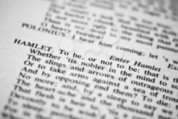 The popular phrase from Hamlet (Shallow DOF)