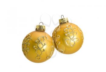Two Beautiful Christmas decoration balls, isolated over white