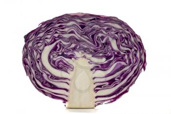 Vegetables and vegetarian - purple cabbage over white 