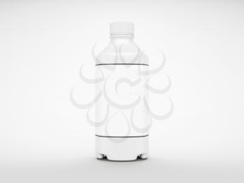White plastic bottle for fluid or drugs over grey background