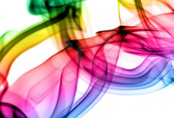 Abstract gradient fume patterns over the white background