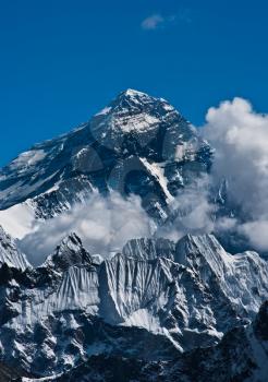 Everest Mountain Peak or Sagarmatha - the top of the world (8848 m)