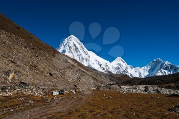 Pumori Peak in Himalaya mountains. At height 5000 m