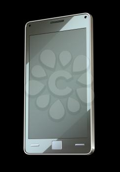 Front side view of smart phone with touch screen (custom created and rendered)