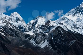 Himalaya peaks: Pumori, Changtse, Nirekha and side of Everest. Travel to Nepal