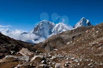 Mountain peaks and rocks: Himalaya landscape. Sagarmatha National park