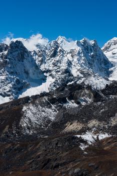 Mountain range viewed from Renjo pass in Himalaya. Travel to Nepal
