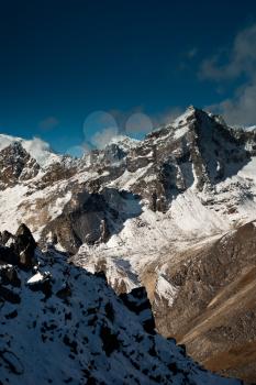 Scene: peaks and clouds from Gokyo Ri summit. at height 5483 m 