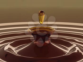Drinks: closeup of tea drop with ripples and waves. Large resoluiton