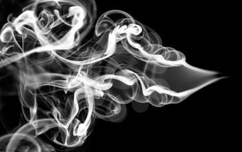 Abstraction pattern: white smoke shape and curves on black