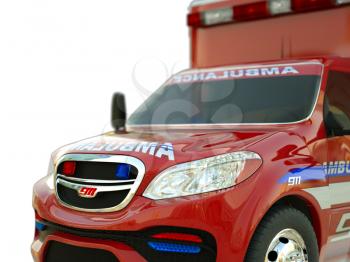 Ambulance: Closeup view of emergency services vehicle on white. Custom made and rendered