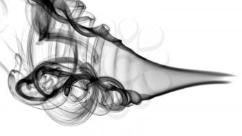 Black abstract smoke pattern and curves over white background