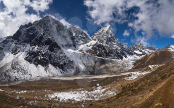 Cholatse peak and Pheriche Valley in Himalayas. Large resolution