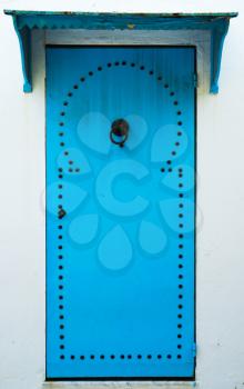 Blue door with pattern from Sidi Bou Said in Tunisia. Large resolution