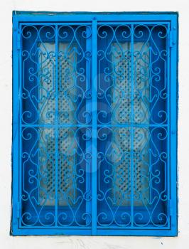Traditional blue window from Sidi Bou Said in Tunisia. Large resolution