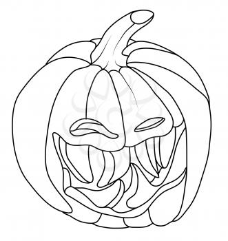 Creepy Smiley Halloween pumpkin face isolated on white