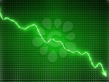 Green trend as recession symbol or financial crisis. Business concept